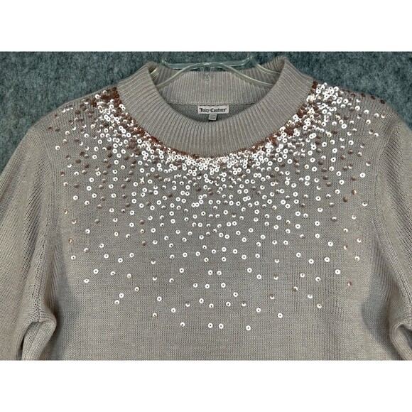 Juicy Couture Sweater Pink Sequin Bedazzled Women’s Long Sleeve Size 2XL - Picture 2 of 9